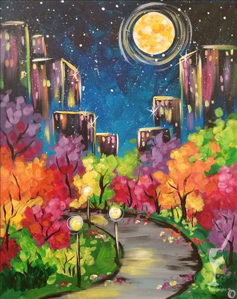 Friday Night Brush Party! Blooming Cityscape!